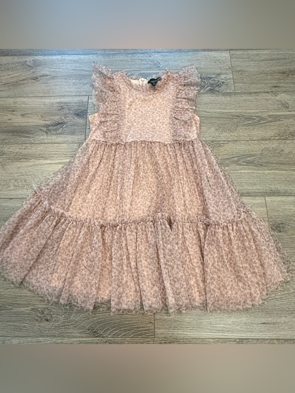 Delicate Pink Floral Ruffle Tier Dress for Girls-Tulle, Cottagecore, Party